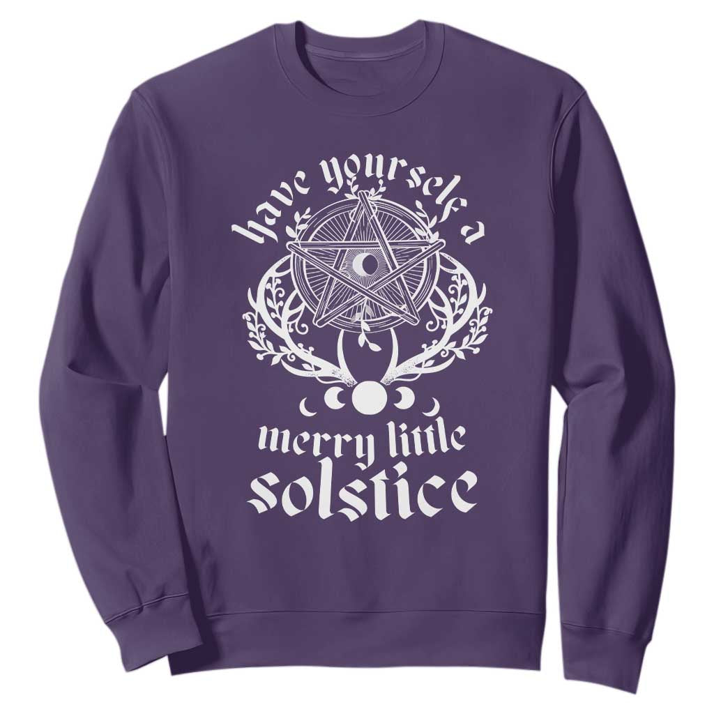 Yule Pagan Sweatshirt Have Yourself A Merry Little Solstice Vintage Pentagram TS11 Purple Print Your Wear