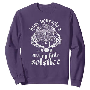 Yule Pagan Sweatshirt Have Yourself A Merry Little Solstice Vintage Pentagram TS11 Purple Print Your Wear