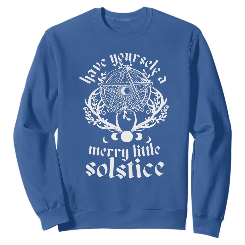 Yule Pagan Sweatshirt Have Yourself A Merry Little Solstice Vintage Pentagram TS11 Royal Blue Print Your Wear