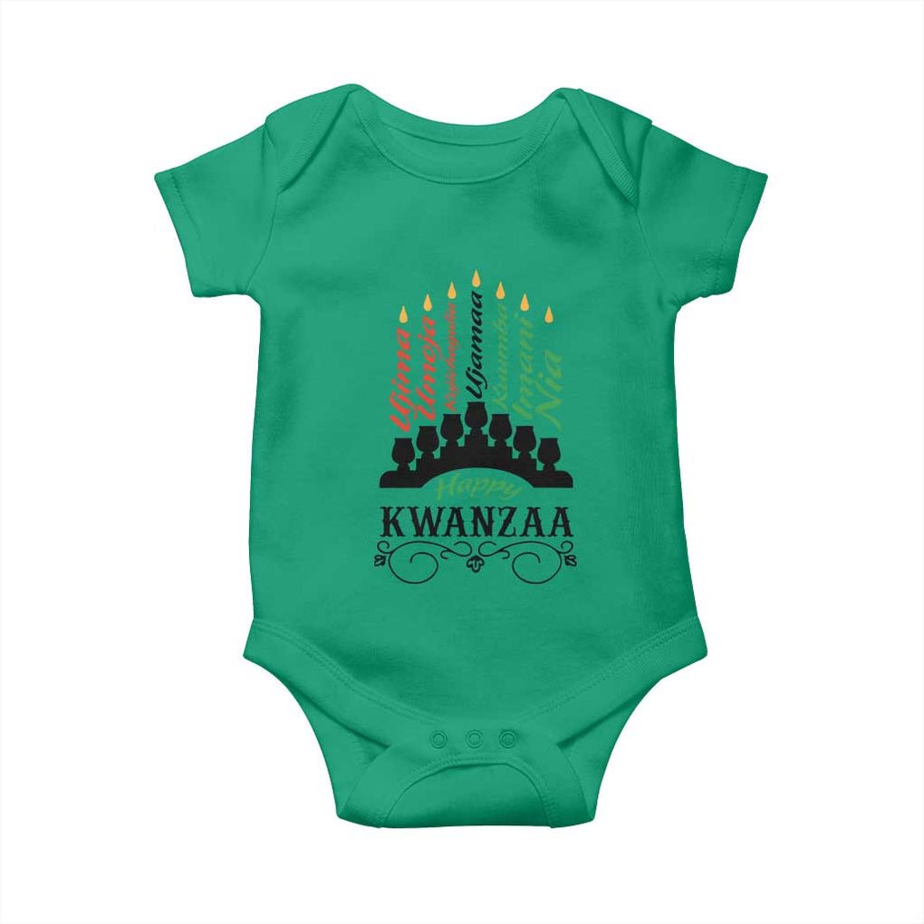 Happy Kwanzaa The 7 Principles African Nguzo Saba Kinara Candles Baby Onesie TS11 Irish Green Print Your Wear