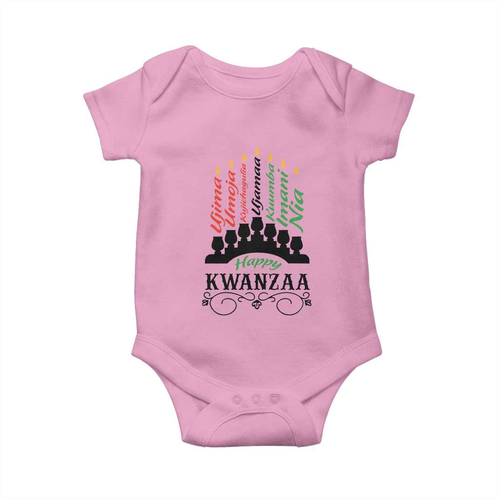 Happy Kwanzaa The 7 Principles African Nguzo Saba Kinara Candles Baby Onesie TS11 Light Pink Print Your Wear