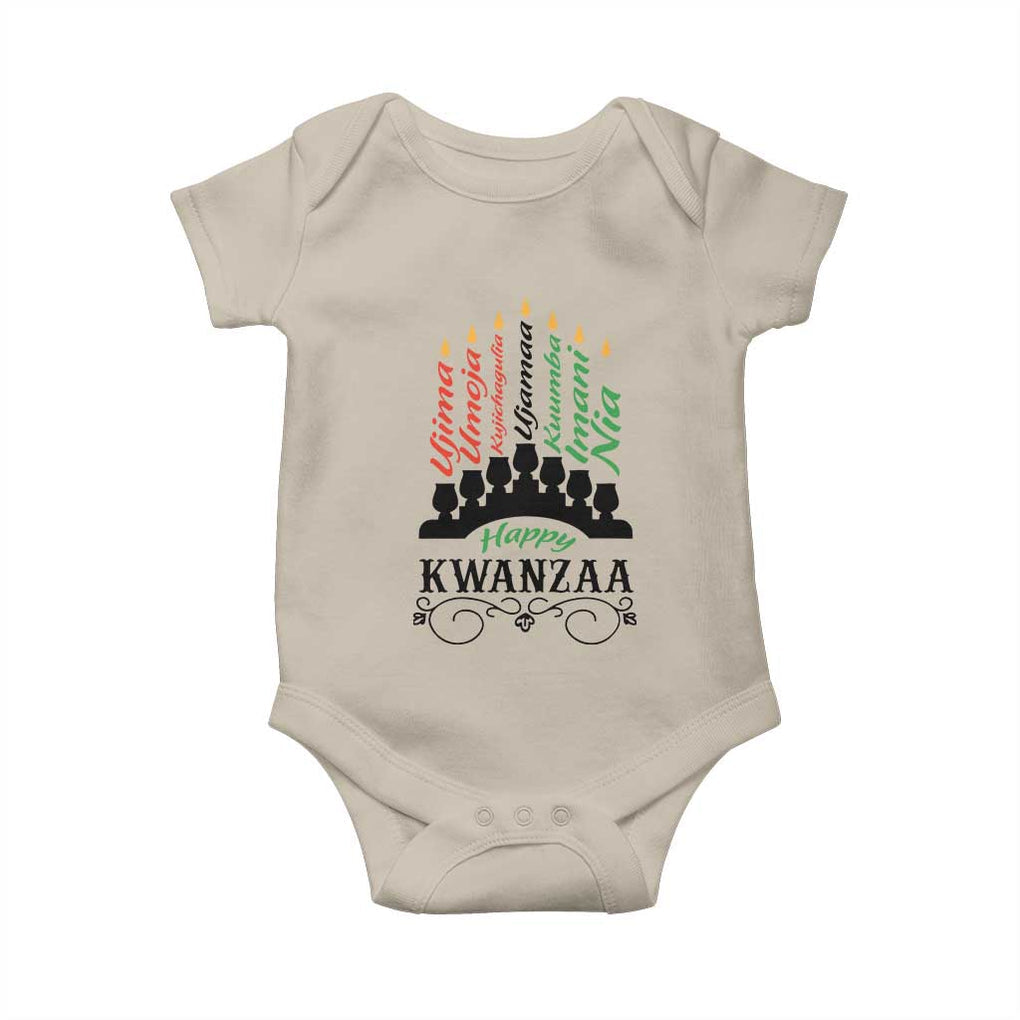 Happy Kwanzaa The 7 Principles African Nguzo Saba Kinara Candles Baby Onesie TS11 Sand Print Your Wear