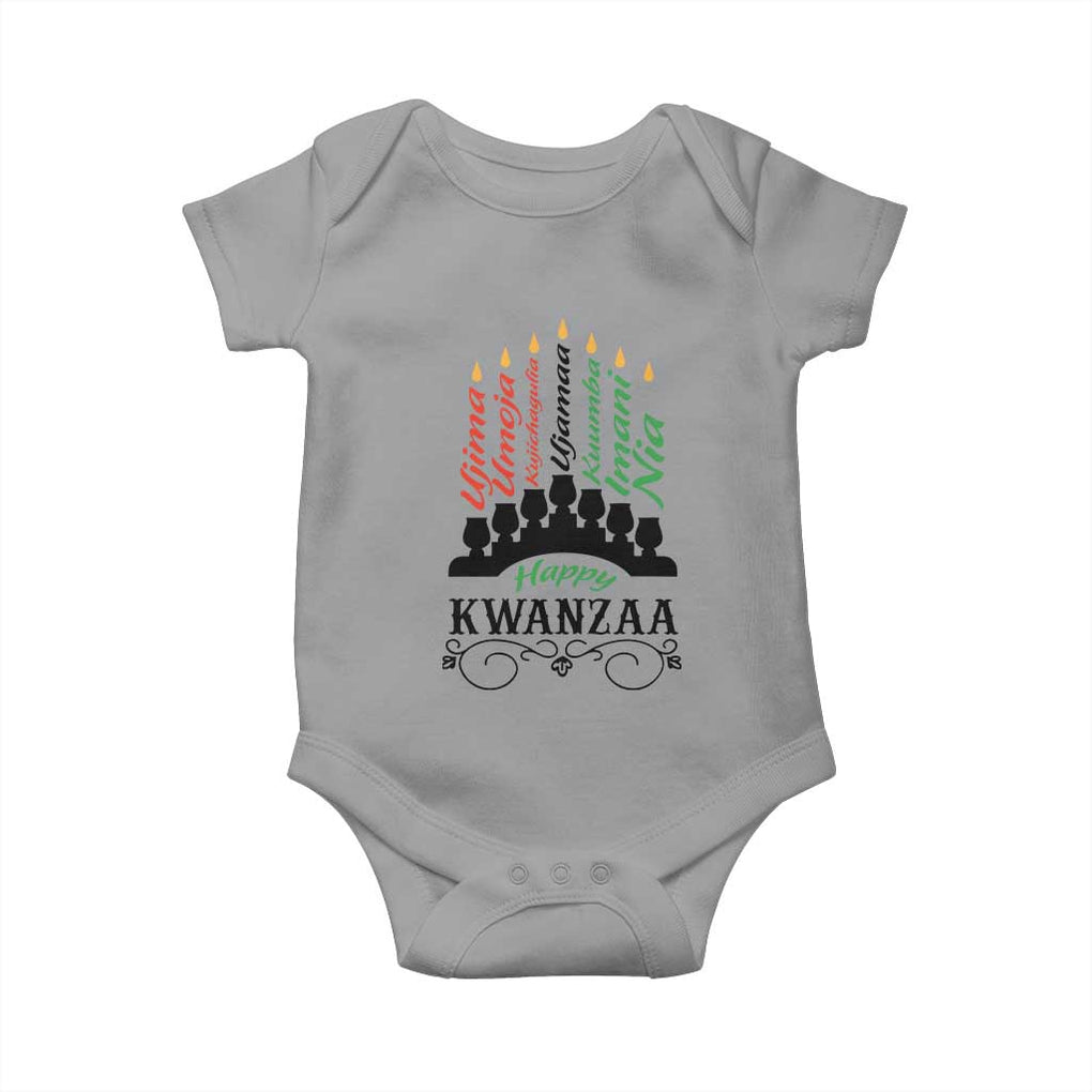 Happy Kwanzaa The 7 Principles African Nguzo Saba Kinara Candles Baby Onesie TS11 Sport Gray Print Your Wear
