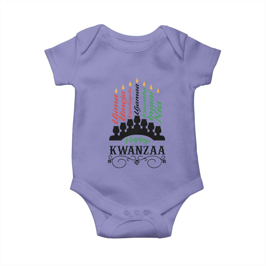 Happy Kwanzaa The 7 Principles African Nguzo Saba Kinara Candles Baby Onesie TS11 Violet Print Your Wear