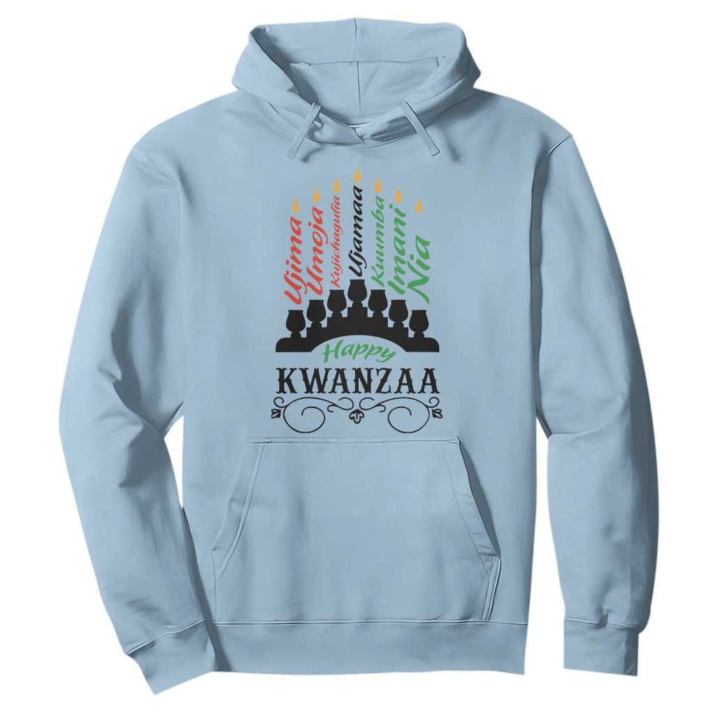 Happy Kwanzaa The 7 Principles African Nguzo Saba Kinara Candles Hoodie TS11 Light Blue Print Your Wear