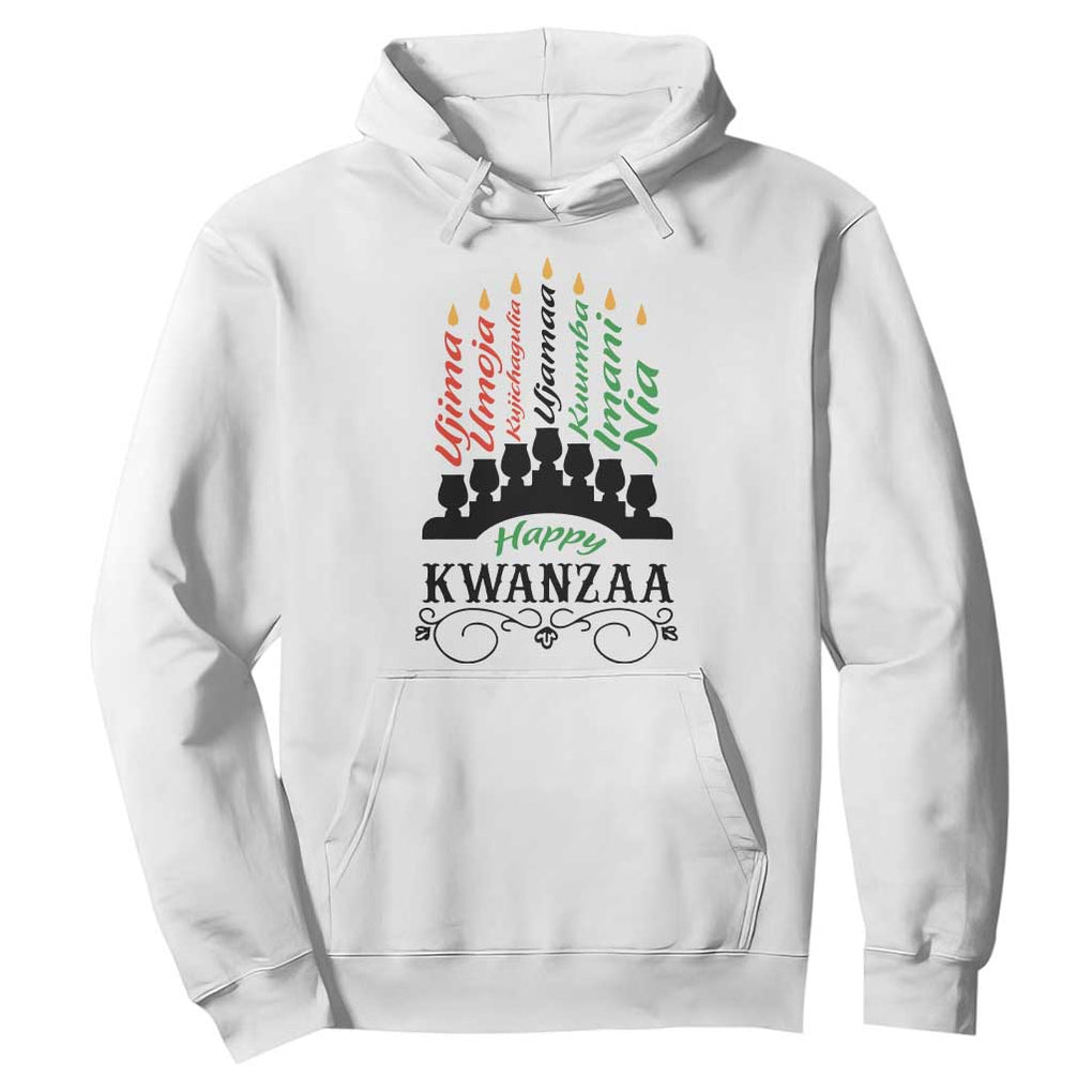 Happy Kwanzaa The 7 Principles African Nguzo Saba Kinara Candles Hoodie TS11 White Print Your Wear