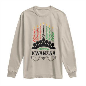 Happy Kwanzaa The 7 Principles African Nguzo Saba Kinara Candles Long Sleeve Shirt TS11 Sand Print Your Wear