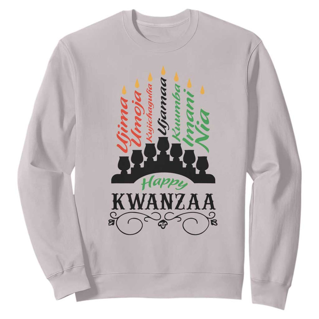 Happy Kwanzaa The 7 Principles African Nguzo Saba Kinara Candles Sweatshirt TS11 Ice Gray Print Your Wear