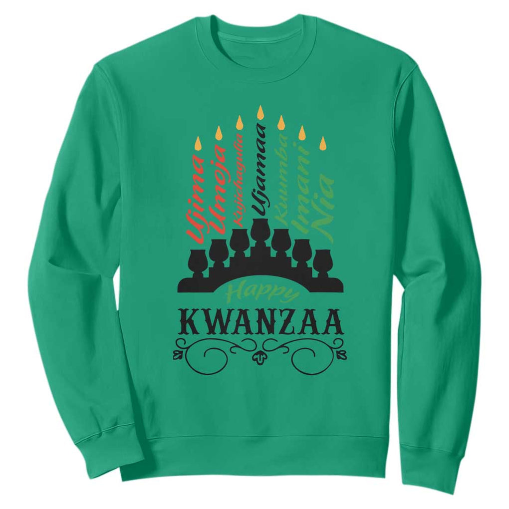 Happy Kwanzaa The 7 Principles African Nguzo Saba Kinara Candles Sweatshirt TS11 Irish Green Print Your Wear
