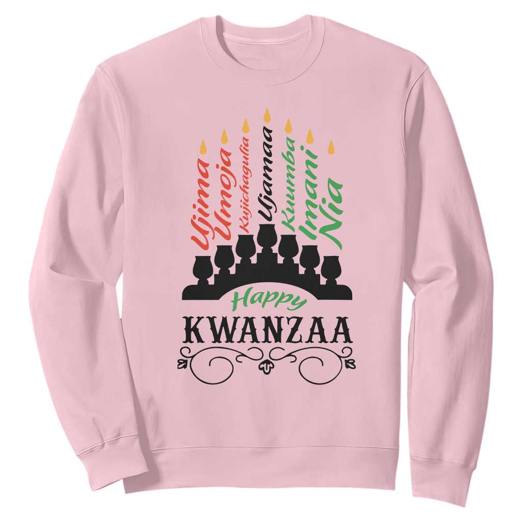 Happy Kwanzaa The 7 Principles African Nguzo Saba Kinara Candles Sweatshirt TS11 Light Pink Print Your Wear