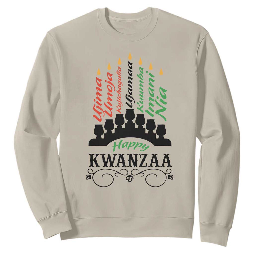 Happy Kwanzaa The 7 Principles African Nguzo Saba Kinara Candles Sweatshirt TS11 Sand Print Your Wear
