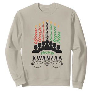 Happy Kwanzaa The 7 Principles African Nguzo Saba Kinara Candles Sweatshirt TS11 Sand Print Your Wear