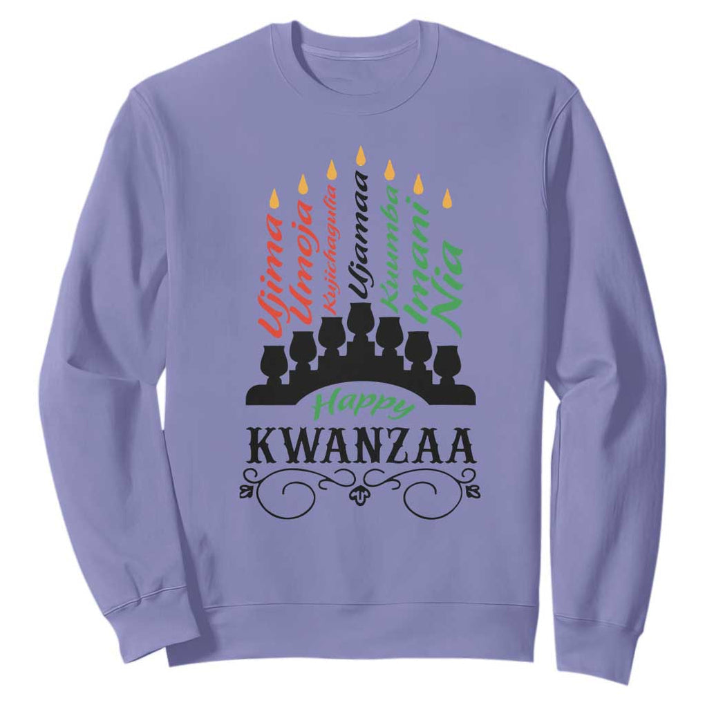 Happy Kwanzaa The 7 Principles African Nguzo Saba Kinara Candles Sweatshirt TS11 Violet Print Your Wear