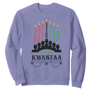 Happy Kwanzaa The 7 Principles African Nguzo Saba Kinara Candles Sweatshirt TS11 Violet Print Your Wear