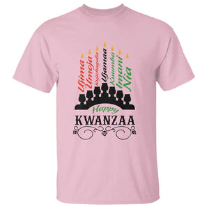 Happy Kwanzaa The 7 Principles African Nguzo Saba Kinara Candles T Shirt TS11 Light Pink Print Your Wear