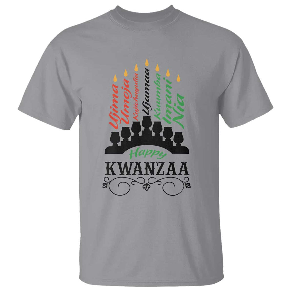 Happy Kwanzaa The 7 Principles African Nguzo Saba Kinara Candles T Shirt TS11 Sport Gray Print Your Wear