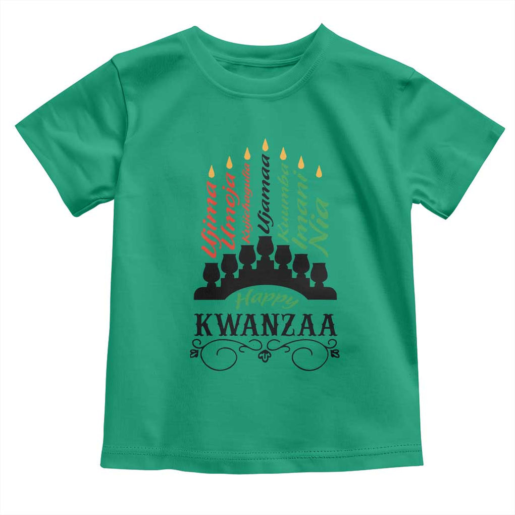 Happy Kwanzaa The 7 Principles African Nguzo Saba Kinara Candles Toddler T Shirt TS11 Irish Green Print Your Wear