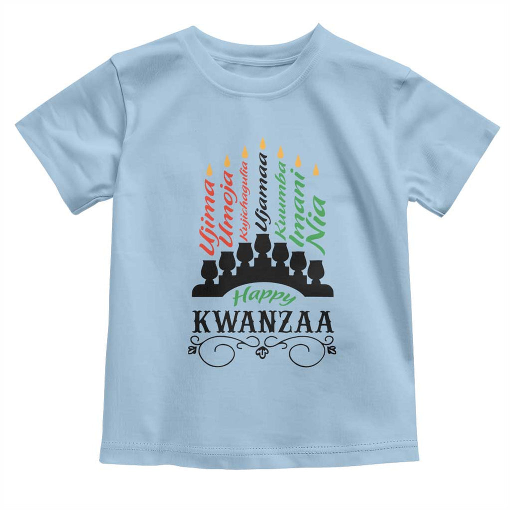 Happy Kwanzaa The 7 Principles African Nguzo Saba Kinara Candles Toddler T Shirt TS11 Light Blue Print Your Wear