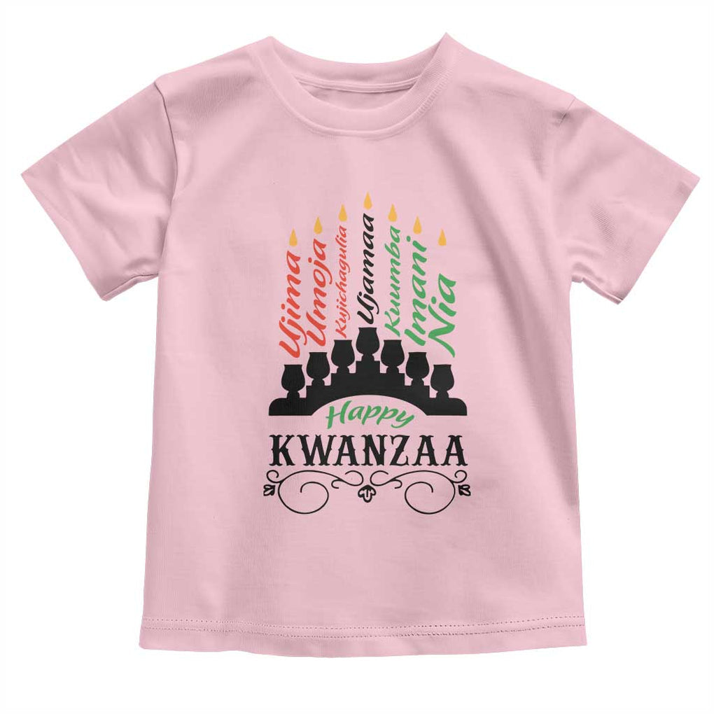 Happy Kwanzaa The 7 Principles African Nguzo Saba Kinara Candles Toddler T Shirt TS11 Light Pink Print Your Wear