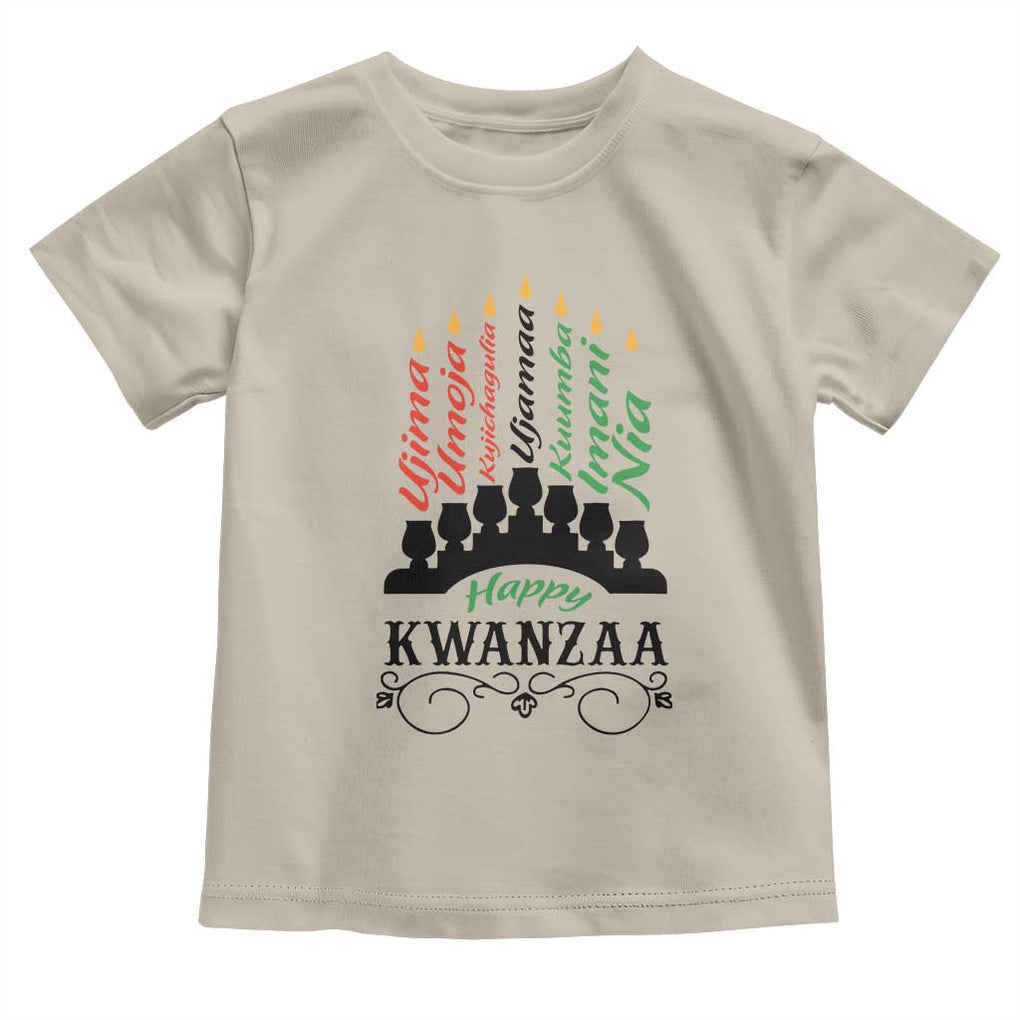 Happy Kwanzaa The 7 Principles African Nguzo Saba Kinara Candles Toddler T Shirt TS11 Sand Print Your Wear