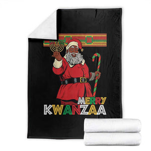 Funny Merry Kwanzaa Christmas Throw Blanket African American Black Santa Kinara Candles TS11 Black Print Your Wear