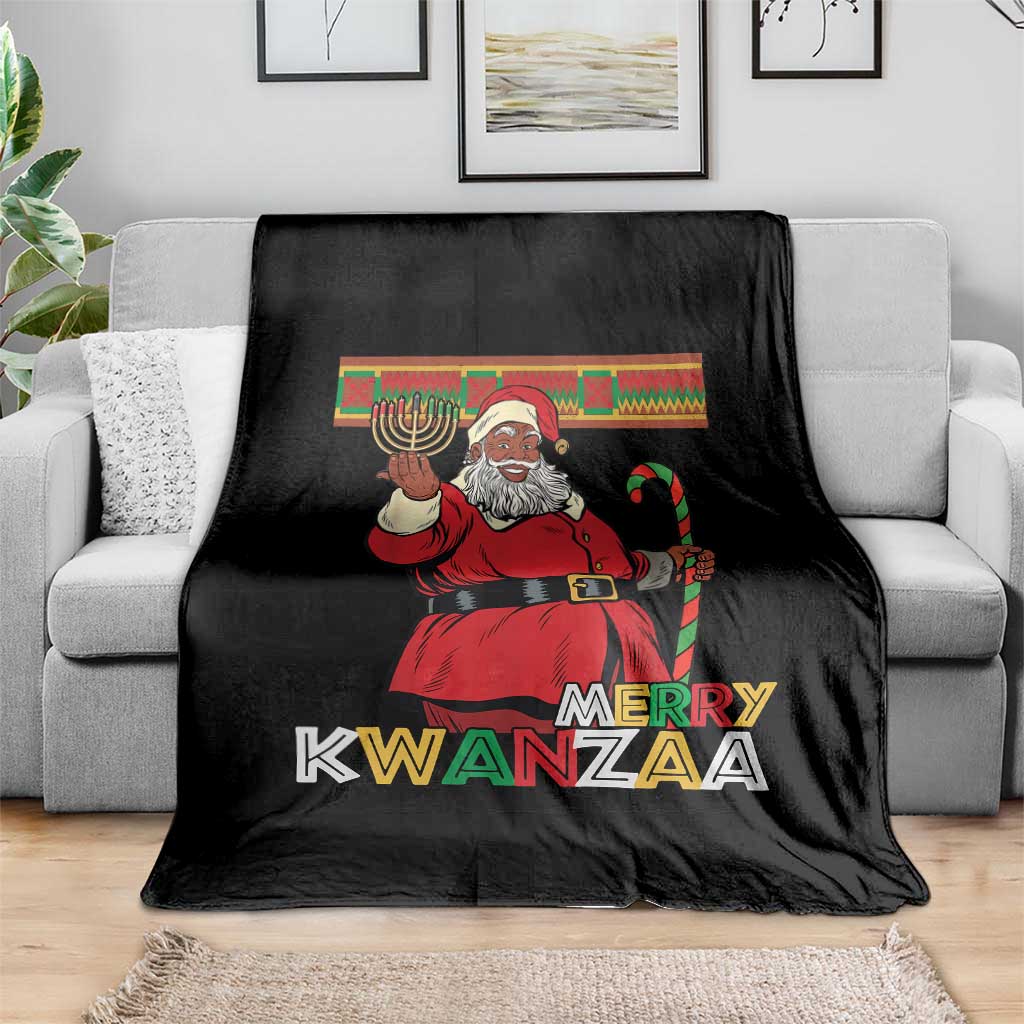 Funny Merry Kwanzaa Christmas Throw Blanket African American Black Santa Kinara Candles TS11 Print Your Wear