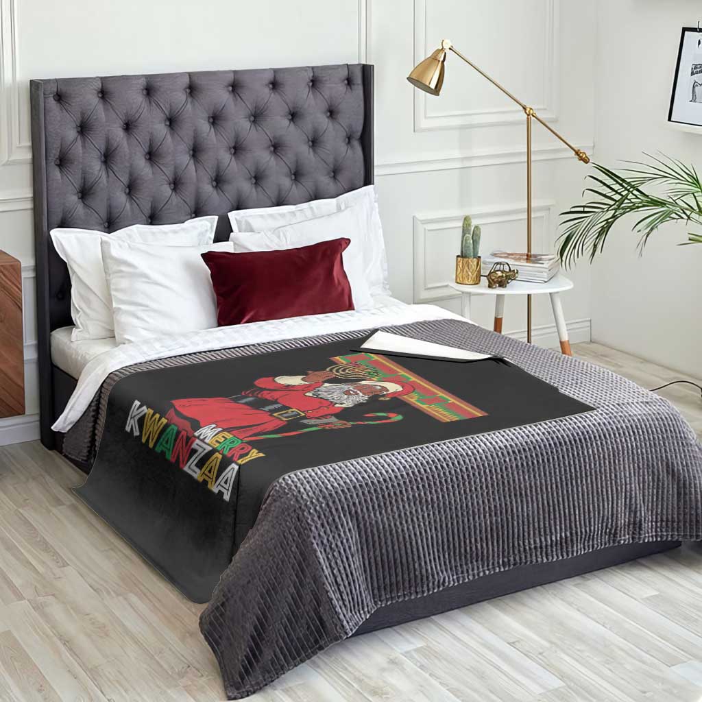 Funny Merry Kwanzaa Christmas Throw Blanket African American Black Santa Kinara Candles TS11 Print Your Wear