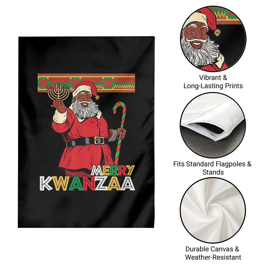 Funny Merry Kwanzaa Christmas Garden Flag African American Black Santa Kinara Candles TS11 Print Your Wear