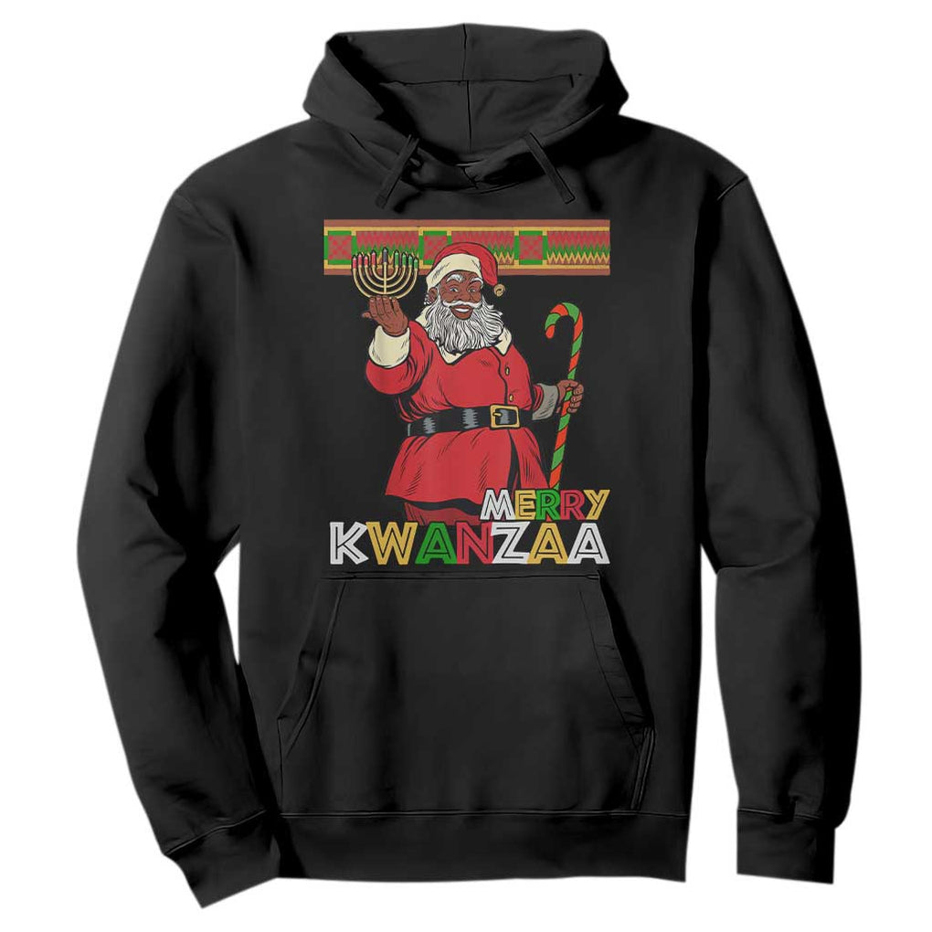 Funny Merry Kwanzaa Christmas Hoodie African American Black Santa Kinara Candles TS11 Black Print Your Wear