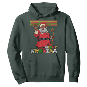 Funny Merry Kwanzaa Christmas Hoodie African American Black Santa Kinara Candles TS11 Dark Forest Green Print Your Wear