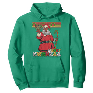 Funny Merry Kwanzaa Christmas Hoodie African American Black Santa Kinara Candles TS11 Irish Green Print Your Wear