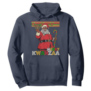 Funny Merry Kwanzaa Christmas Hoodie African American Black Santa Kinara Candles TS11 Navy Print Your Wear