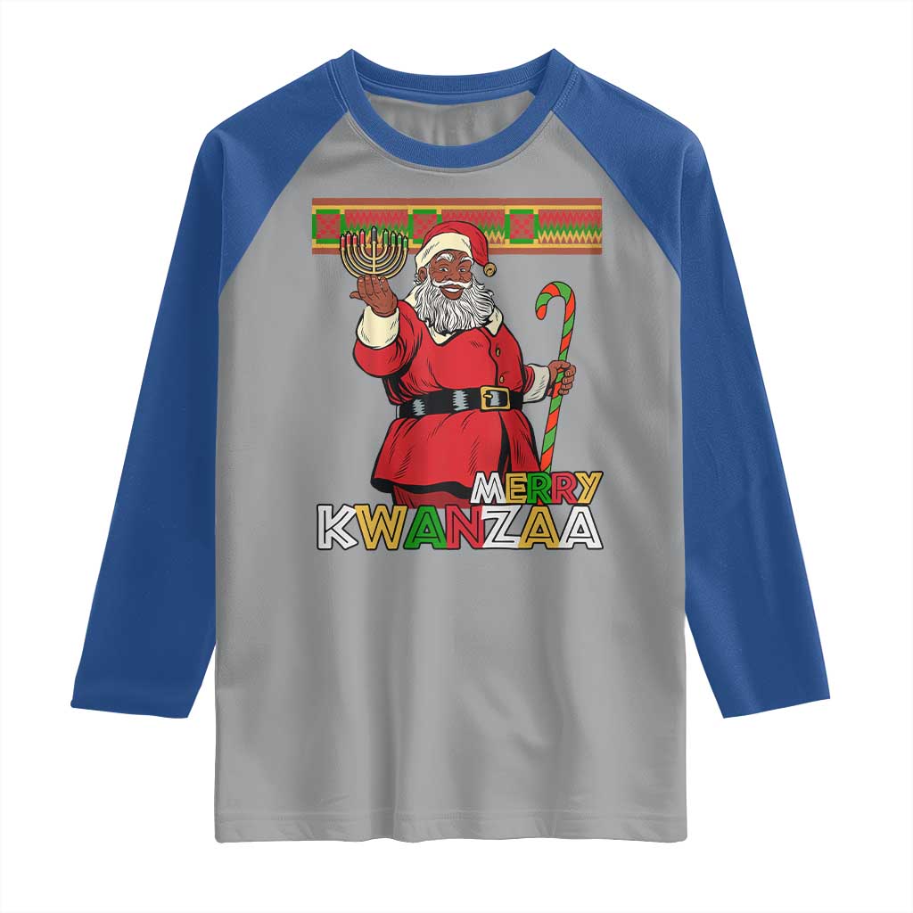 Funny Merry Kwanzaa Christmas Raglan Shirt African American Black Santa Kinara Candles TS11 Sport Gray Royal Print Your Wear