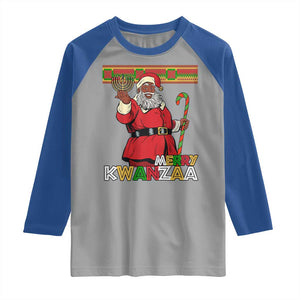 Funny Merry Kwanzaa Christmas Raglan Shirt African American Black Santa Kinara Candles TS11 Sport Gray Royal Print Your Wear