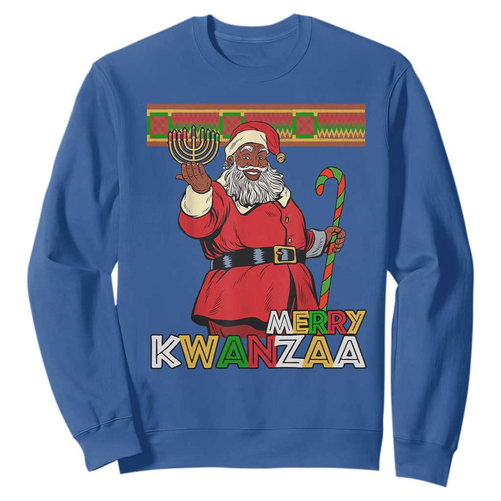 Funny Merry Kwanzaa Christmas Sweatshirt African American Black Santa Kinara Candles TS11 Royal Blue Print Your Wear