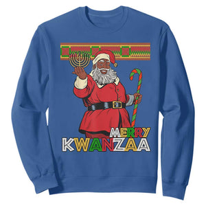 Funny Merry Kwanzaa Christmas Sweatshirt African American Black Santa Kinara Candles TS11 Royal Blue Print Your Wear
