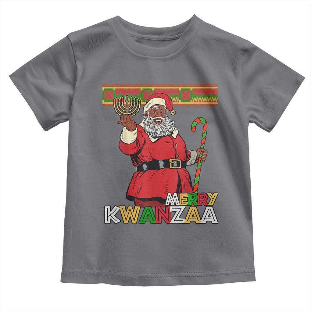Funny Merry Kwanzaa Christmas Toddler T Shirt African American Black Santa Kinara Candles TS11 Charcoal Print Your Wear
