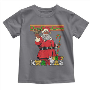 Funny Merry Kwanzaa Christmas Toddler T Shirt African American Black Santa Kinara Candles TS11 Charcoal Print Your Wear