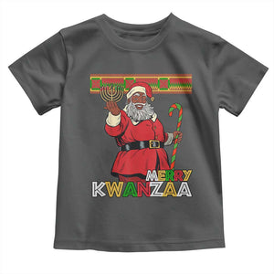 Funny Merry Kwanzaa Christmas Toddler T Shirt African American Black Santa Kinara Candles TS11 Dark Heather Print Your Wear