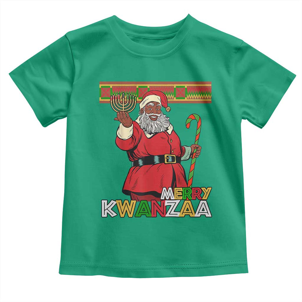 Funny Merry Kwanzaa Christmas Toddler T Shirt African American Black Santa Kinara Candles TS11 Irish Green Print Your Wear