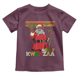 Funny Merry Kwanzaa Christmas Toddler T Shirt African American Black Santa Kinara Candles TS11 Maroon Print Your Wear