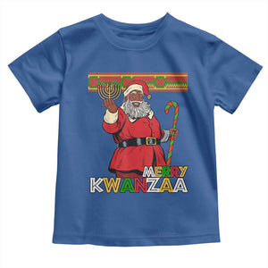 Funny Merry Kwanzaa Christmas Toddler T Shirt African American Black Santa Kinara Candles TS11 Royal Blue Print Your Wear