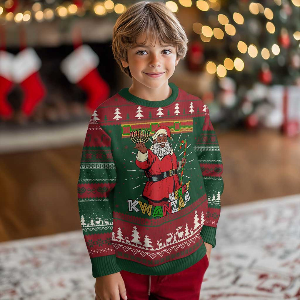 Funny Merry Kwanzaa Xmas Ugly Christmas Sweater African American Black Santa Kinara Candles TS11 Christmas Print Your Wear