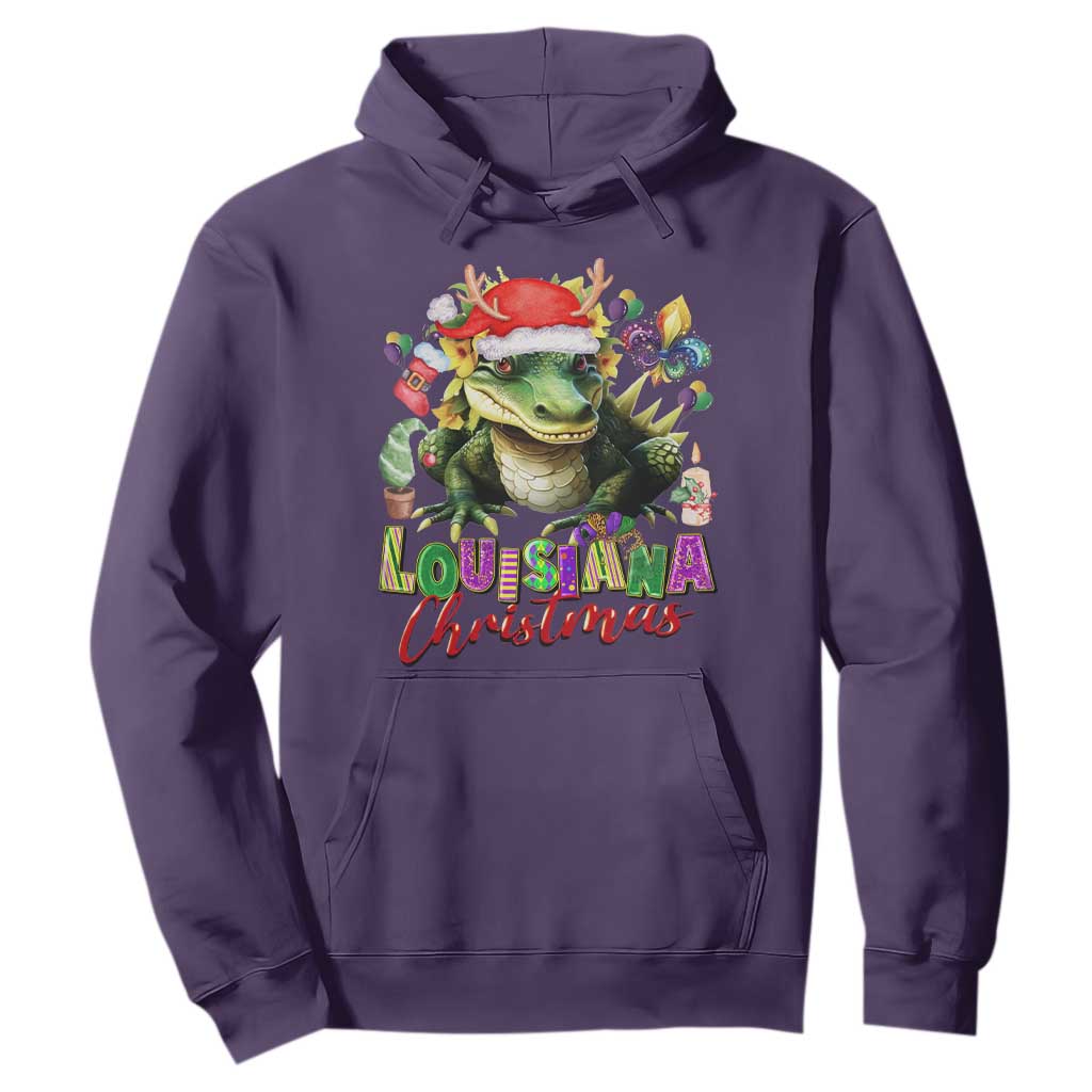 Funny Cajun Louisiana Christmas Santa's Alligator Hoodie TS11 Purple Print Your Wear