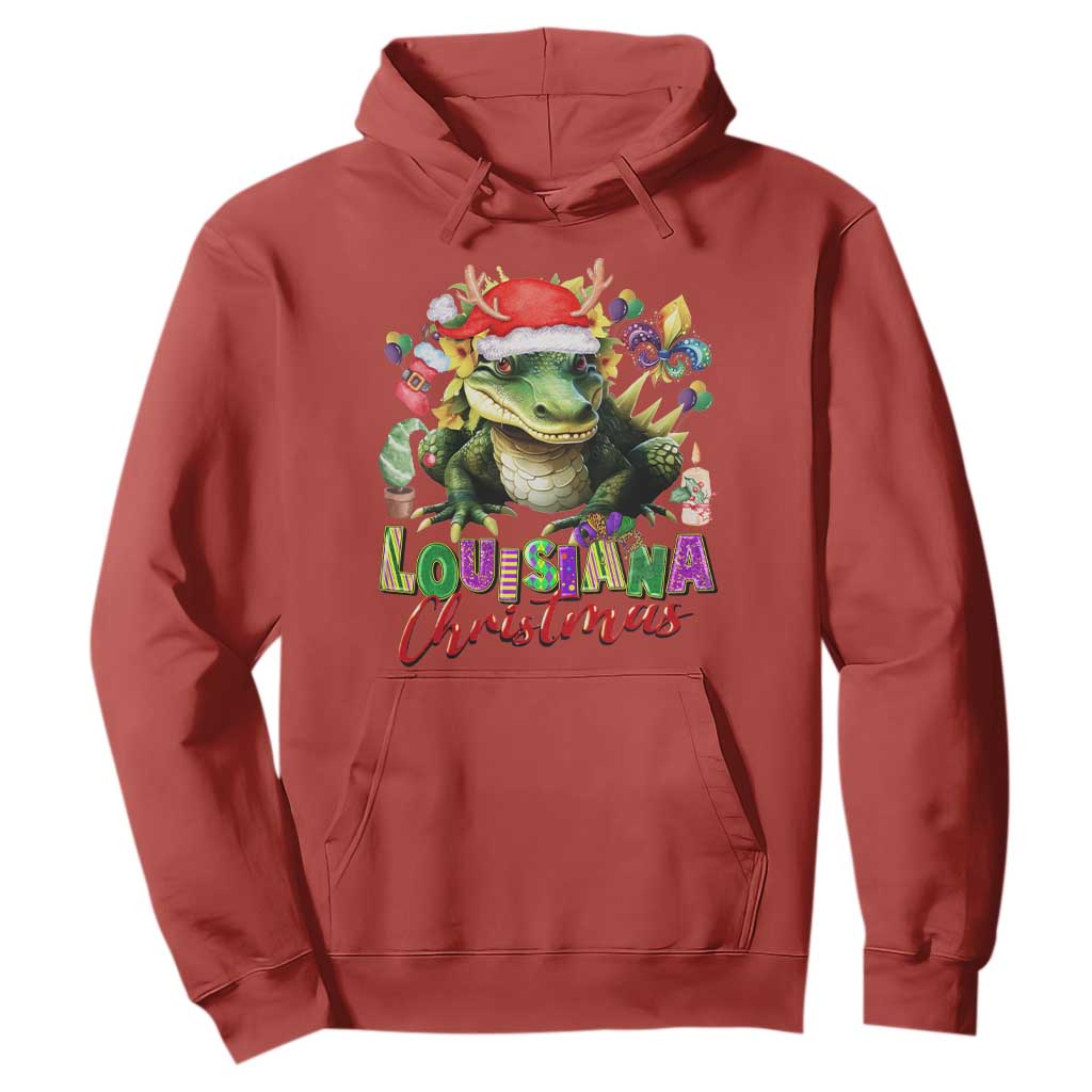 Funny Cajun Louisiana Christmas Santa's Alligator Hoodie TS11 Red Print Your Wear
