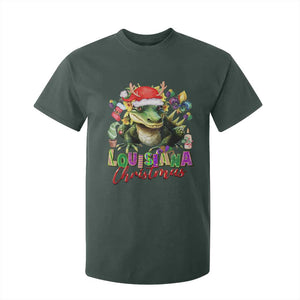Funny Cajun Louisiana Christmas Santa's Alligator T Shirt For Kid TS11 Dark Forest Green Print Your Wear