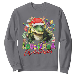 Funny Cajun Louisiana Christmas Santa's Alligator Sweatshirt TS11 Charcoal Print Your Wear