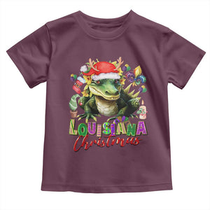 Funny Cajun Louisiana Christmas Santa's Alligator Toddler T Shirt TS11 Maroon Print Your Wear