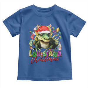 Funny Cajun Louisiana Christmas Santa's Alligator Toddler T Shirt TS11 Royal Blue Print Your Wear