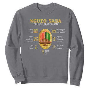 Nguzo Saba Symbols The 7 Principles Of Kwanzaa Kinara Candles Sweatshirt TS11 Charcoal Print Your Wear